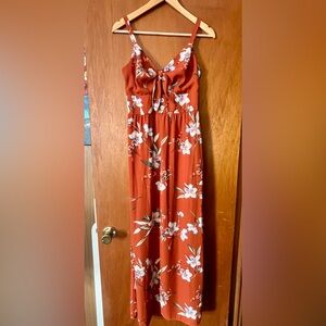 As U Wish Rust and Blue Floral Dress